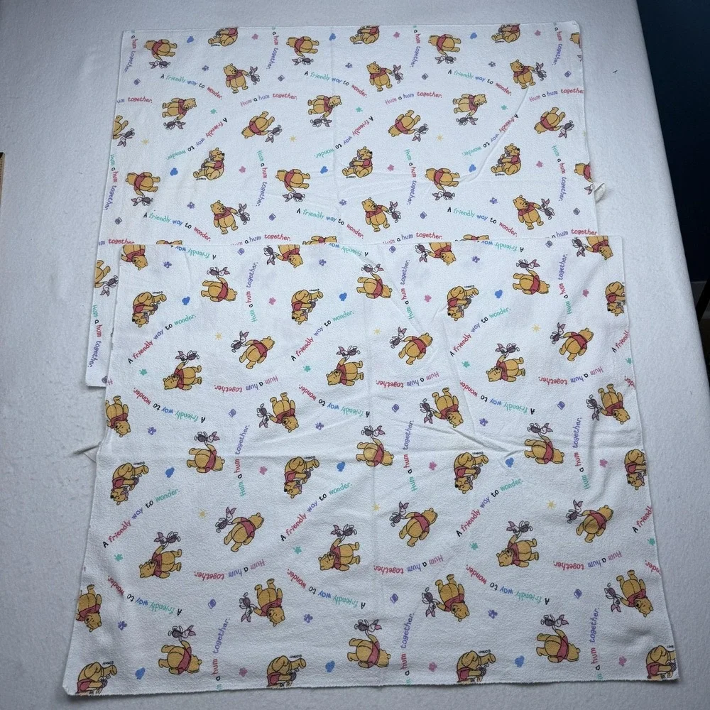 Disney Winnie The Pooh White Cotton Receiving Blanket Baby Boy Bear Print Soft